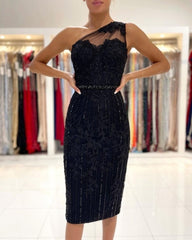 Beautiful Black Short Prom Dress Lace Appliques Online