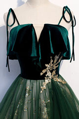 Green Velvet Long Corset Prom Dresses, A-Line Evening Dresses outfit, Prom Dress Modest