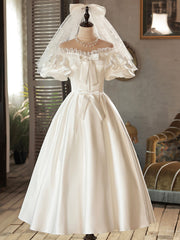 White Satin Lace Short Corset Prom Dress, White Evening Dress, Corset Wedding Dress outfit, Wedding Dresses Girls