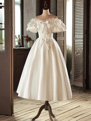 White Satin Lace Short Corset Prom Dress, White Evening Dress, Corset Wedding Dress outfit, Wedding Dresses Girl