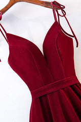 Burgundy Velvet Long Corset Prom Dresses, Simple A-Line Evening Dresses outfit, Semi Dress