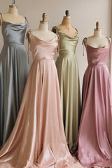 Simple Satin Long Corset Prom Dresses, A-Line Spaghetti Straps Party Dresses outfit, Party Dress Codes