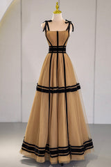 Stylish Tulle Long Corset Prom Dress, A-Line Evening Party Dress Outfits, Party Dress Mid Length