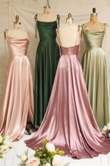 Simple Satin Long Corset Prom Dresses, A-Line Evening Party Dresses outfit, Party Dress Ball