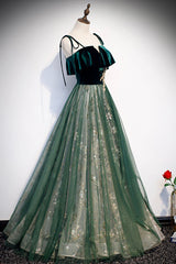 Green Velvet Long Corset Prom Dresses, A-Line Evening Dresses outfit, Prom Dress