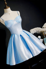 Simple Satin Short Corset Prom Dress, A-Line Blue Party Dress Outfits, Party Dresses Design