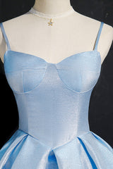 Simple Satin Short Corset Prom Dress, A-Line Blue Party Dress Outfits, Party Dresses Designs