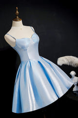 Simple Satin Short Corset Prom Dress, A-Line Blue Party Dress Outfits, Party Dresses Teens