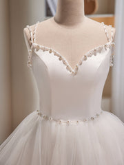 White Spaghetti Strap Tulle Short Corset Prom Dress, Cute A-Line Party Dress Outfits, Party Dress Big Size