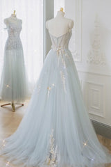 A-Line Tulle Lace Appliques Sweetheart Long Corset Prom Dress, Strapless Evening Dress outfit, Party Dress Code Man
