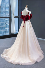 Uniquedresss Vintage Red Straps Tulle Corset Formal Dress, Elegant Applique Corset Prom Dress outfits, Prom Dress Pink