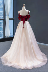 Uniquedresss Vintage Red Straps Tulle Corset Formal Dress, Elegant Applique Corset Prom Dress outfits, Modest Dress
