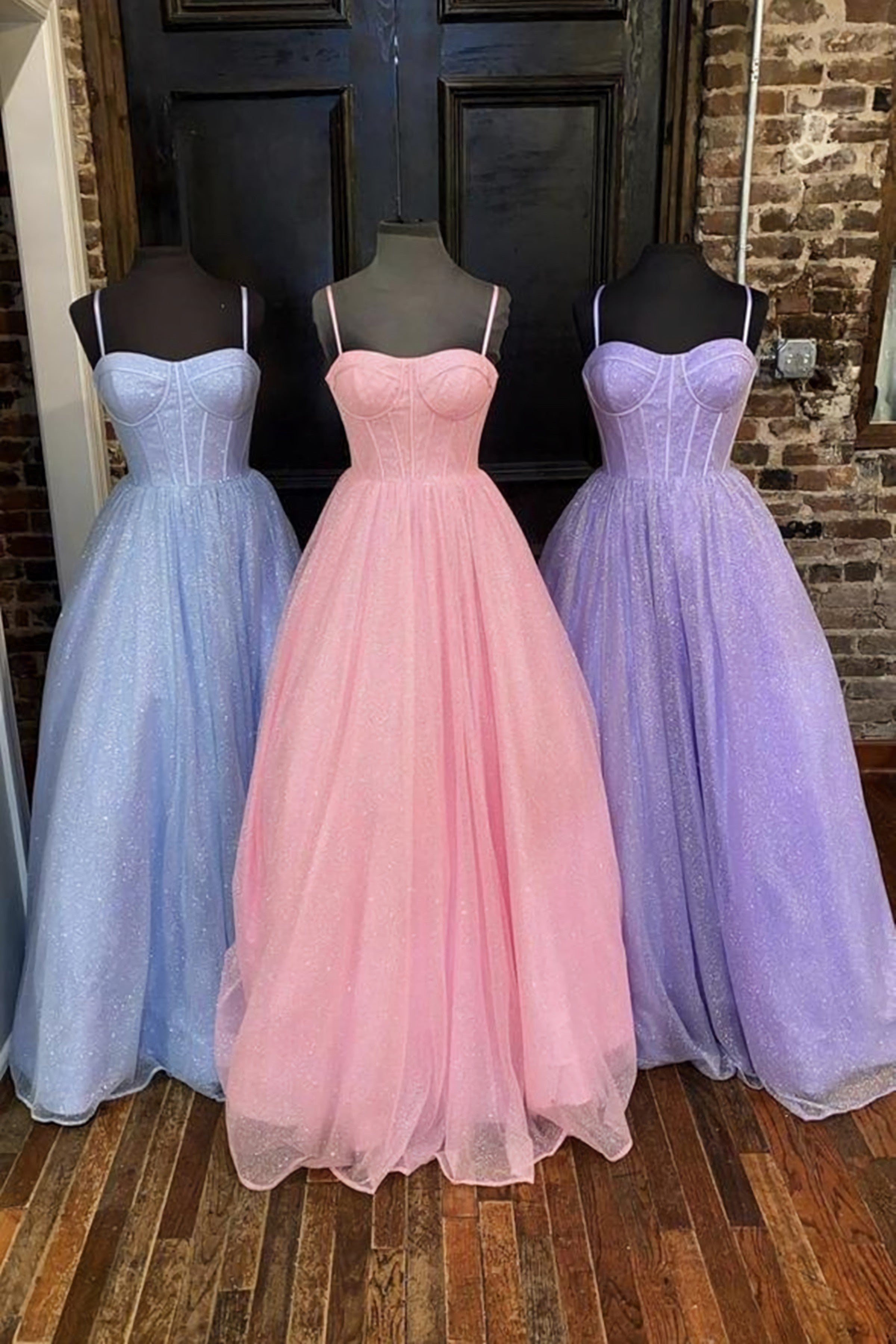 Shiny Tulle Open Back Pink Lilac Blue Long Corset Prom Dress, Long Pink Lilac Blue Tulle Corset Formal Graduation Evening Dress outfit, Formal Dresses Website