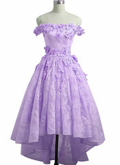 Adorable Lace Light Purple High Low Corset Homecoming Dress, Cute Sweetheart Corset Prom Dress outfits, Party Dresses Clubwear