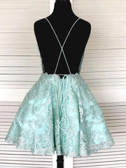 Backless Short Mint Green Lace Corset Prom with Straps,Graduation Corset Homecoming Dresses outfit, Bridesmaid Dress Website