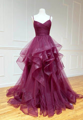 Purple Tulle Long Corset Prom Dresses, A-Line Corset Formal Evening Dresses outfit, Wedding Color Palette