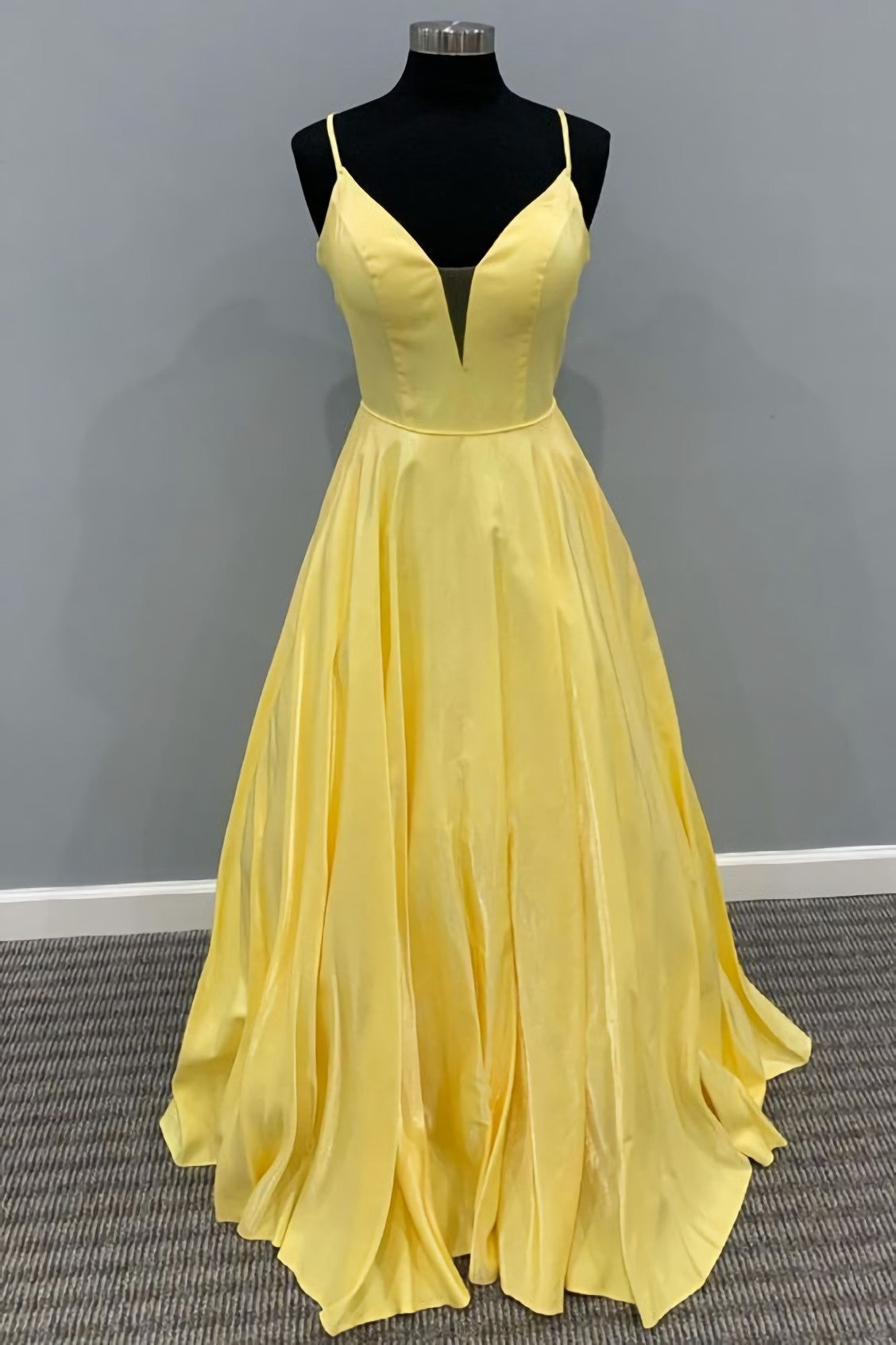 A-Line Yellow Long With Spaghetti Straps Corset Prom Dresses outfit, Party Dresses Shops