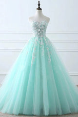 Charming Mint Green Tulle Corset Ball Gown Sweet 16 Dress, Lace Applique Corset Prom Dress outfits, Slip Dress Outfit