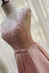 Charming Pink Satin Long Corset Formal Gown, Corset Prom Dress , Lovely Satin Party Dress Outfits, Prom Dresses Pieces