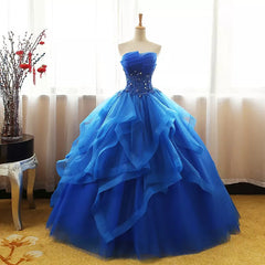 Charming Royal Blue Tulle Corset Prom Gown , Sweet Party Dress Outfits, Prom Dresses Dresses