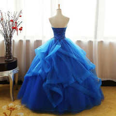 Charming Royal Blue Tulle Corset Prom Gown , Sweet Party Dress Outfits, Prom Dress Dresses