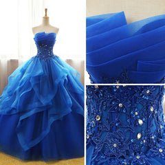 Charming Royal Blue Tulle Corset Prom Gown , Sweet Party Dress Outfits, Prom Dresses Dress