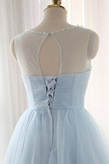 Cute Light Blue Corset Homecoming Dress With Belt, Lovely Short Corset Prom Dress outfits, Homecoming Dresses Blue