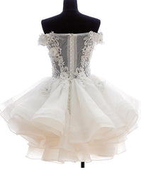 Cute White Organza Layers Short Corset Prom Dress, New Party Dress Outfits, Mafia Dress