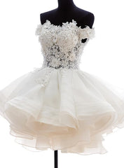 Cute White Organza Layers Short Corset Prom Dress, New Party Dress Outfits, Evening Dresses