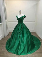Dark Green Satin Corset Ball Gown Long Evening Dress Corset Prom Dress, Green Corset Formal Dresses outfit, Prom Dress Different
