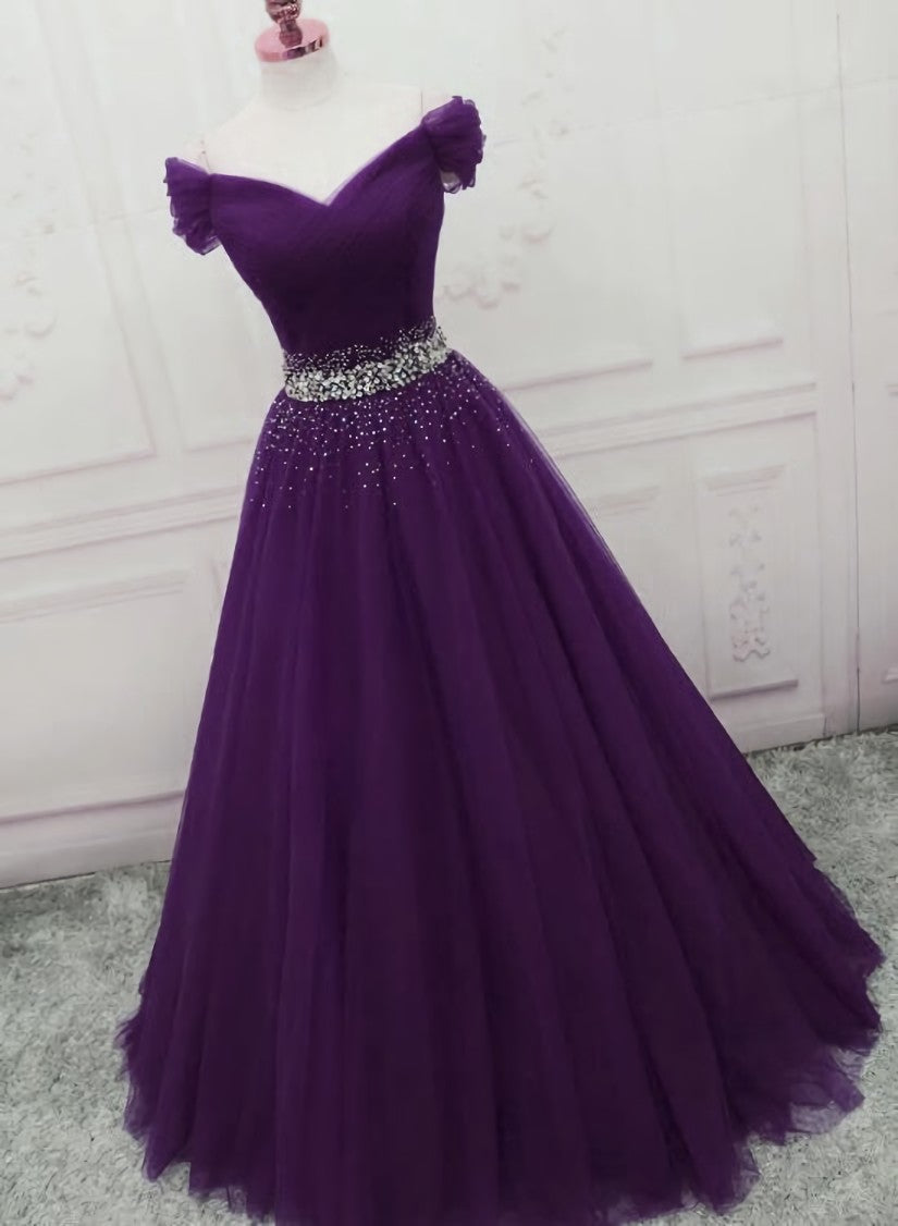 Dark Purple Tulle Long Corset Prom Dresses, Junior Corset Prom Dress outfits, Homecoming Dresses For Girls