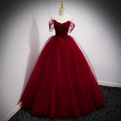 Fairytale Tulle Burgundy Sweet 16th Dress Corset Ball Gown for Prom,Princess Corset Formal Dresses outfit, Party Dresses Cheap