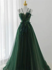Forest Style Emerald Green Beading Tulle Dress, Corset Prom Dress Fairy,Evening Gown Graduation Party Dress Outfits, Prom Dresses 2013