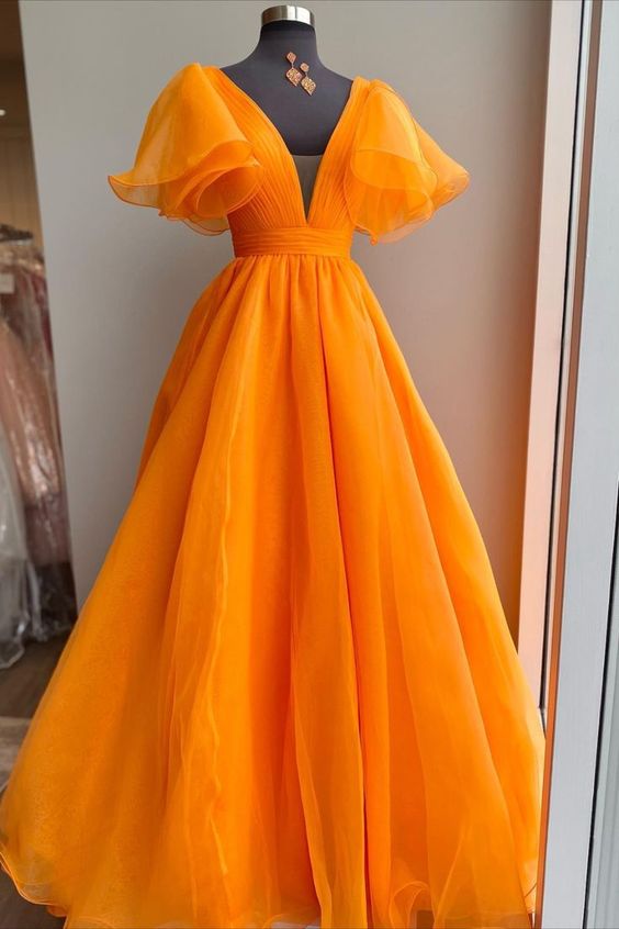 Uniqus Long Corset Prom Dress Orange Corset Formal Dress outfit, Mini Dress Formal