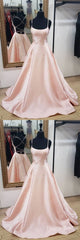 Simple Pink Satin Long Corset Prom Dress, Pink Evening Dress outfit, Prom Dress Black Girl