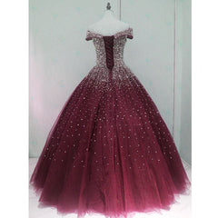 Gorgeous Sparkle Burgundy Off Shoulder Sweet 16 Gown, Burgundy Corset Prom Dress outfits, Formal Dress Elegant Classy