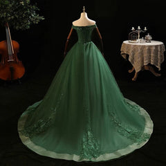 Green Tulle with Lace Applique Long Corset Prom Dress, Green Sweet 16 Dresses outfit, Homecoming Dresses 21 Year Old