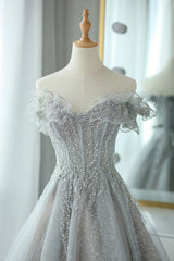 Grey Tulle Sweetheart Party Dress, A-Line Tulle Floor Length Corset Prom Dress Evening Dress outfit, Party Dress Size 70