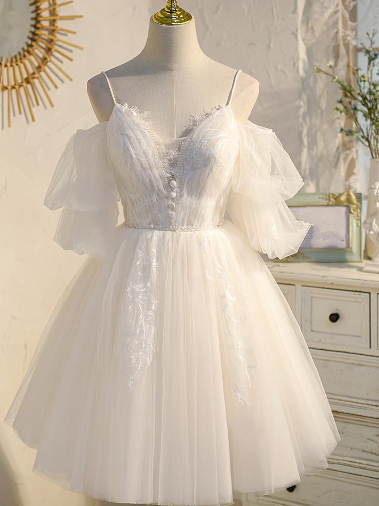 Light champagne tulle lace short Corset Prom dress, lace Corset Homecoming dress outfit, Prom Dress Boutique