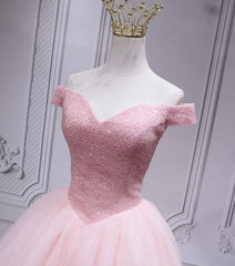 Lovely Pink Off Shoulder Style Princess Tulle Corset Homecoming Dress, Pink Corset Prom Dress Party Dress Outfits, Bridesmaids Dress Websites