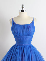 Royal Blue Spaghetti straps Tulle A-line Short Corset Prom Dress outfits, Party Dress Dress Code
