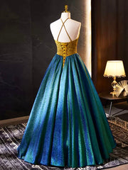 Retro Halter Neck Long Corset Prom Dress, Elegant A-Line Evening Party Dress Outfits, Party Dresses Website