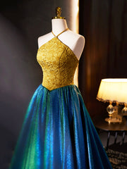 Retro Halter Neck Long Corset Prom Dress, Elegant A-Line Evening Party Dress Outfits, Party Dresses Websites