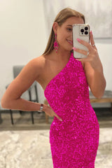 Mermaid Glitter Sexy One-Shoulder Long Corset Prom Dress With Sequins Gowns, Mermaid Glitter Sexy One-Shoulder Long Prom Dress With Sequins