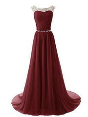 A Line Round Neckline Maroon Long Corset Prom Dresses 2016, Long Corset Formal Dresses outfit, Prom Dress Shops Near Me