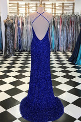 Royal Blue Sequin Mermaid Corset Prom Dress Corset Formal Evening Dresses outfit, Bridesmaid Dresses For Winter Wedding