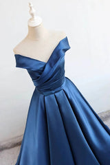 Satin A-line Off-the-Shoulder Evening Dresses,Elegant Long Corset Prom Dresses,Graduation Dress outfits, Prom Dresses With Long Sleeves