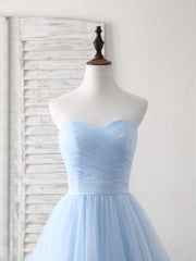 Simple Sweetheart Blue Tulle Long Corset Prom Dress Blue Evening Dress outfit, Bridesmaids Dress Convertible