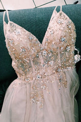 Straps A-Line Beading Rose Wood Corset Prom Dress with Crystal outfit, Prom Dress Ideas Unique