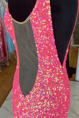 V neck Sequin Mermaid Long Corset Prom Dress,Corset Formal Dresses outfit, Prom Dresses With Sleeves